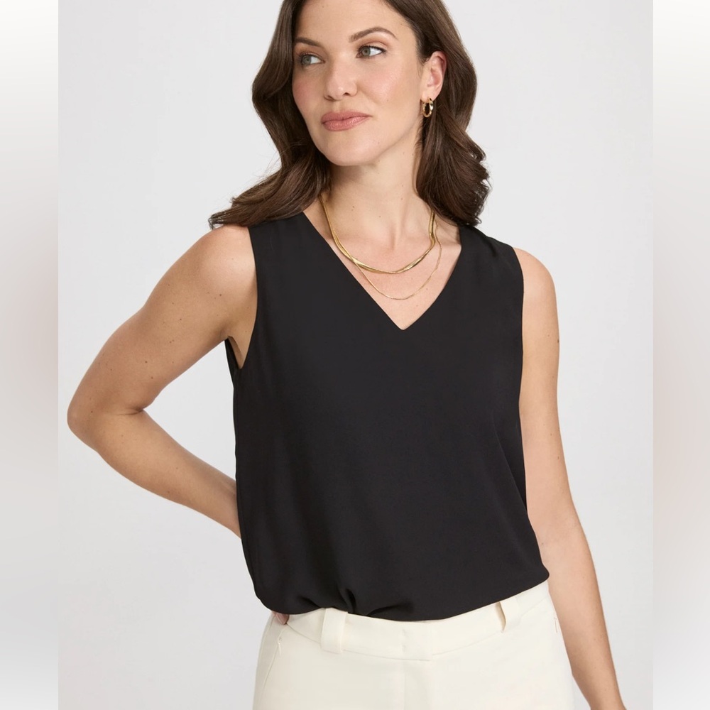 Laura Sleeveless V-Neck Blouse Tank Top Black